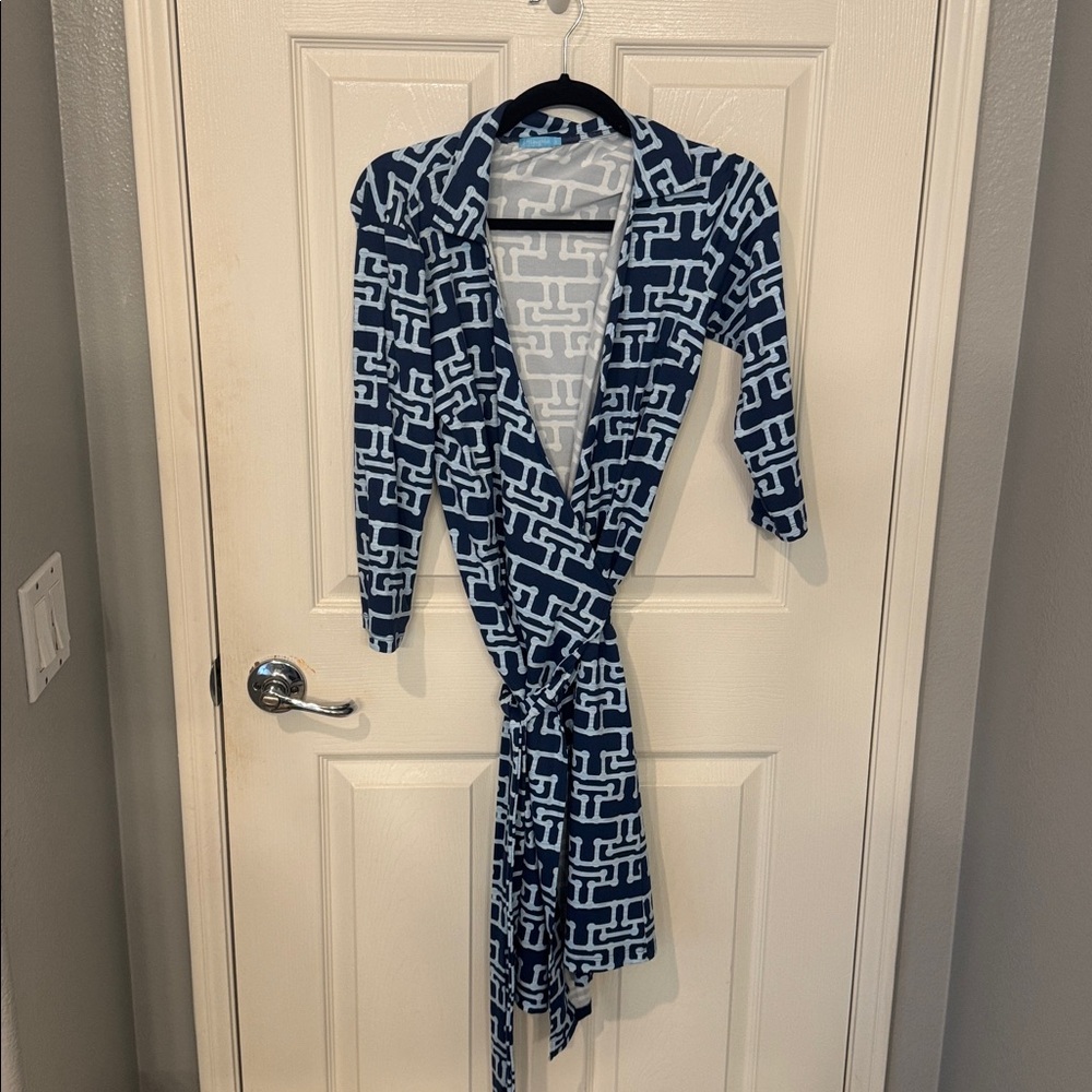 J. McLaughlin Navy and White Patterned Dress